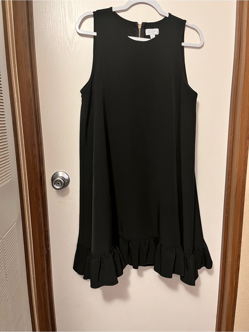 Mud Pie Black Shift Dress with Gold Back Zip